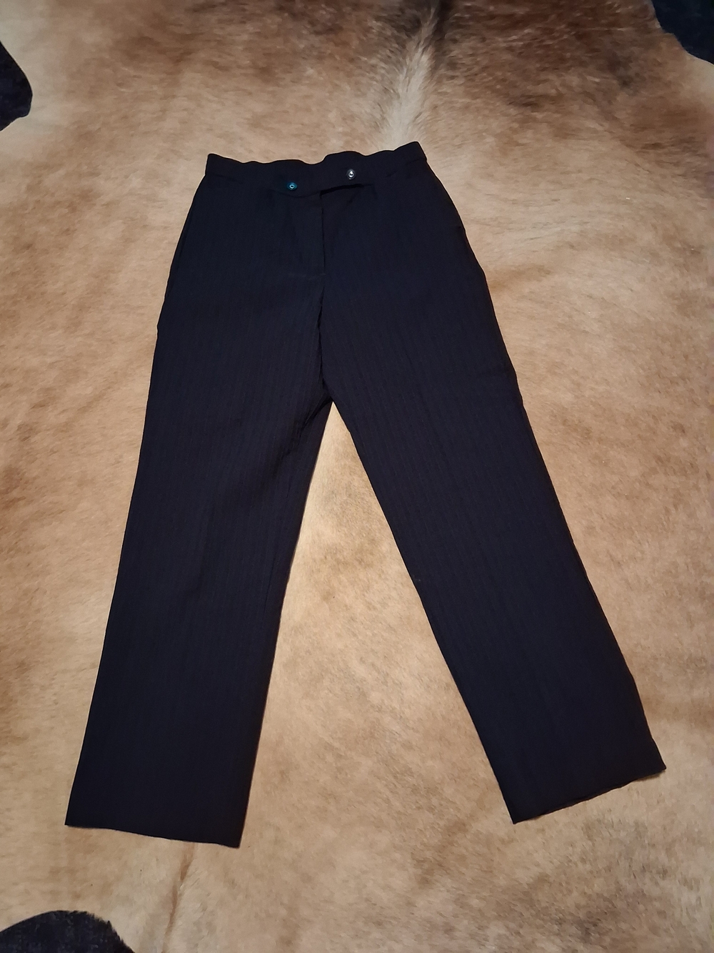 Investments Black Pinstripe Straight-Leg Women's Pants